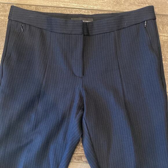 Amanda & Chelsea Navy Pinstripe Slim Knit Pant Size 12 - Picture 9 of 9